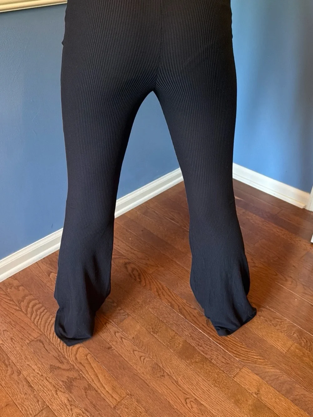 Black Ribbed Flare Leggings